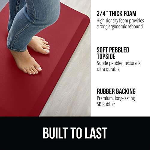 GORILLA GRIP Cushioned Antifatigue Kitchen Mat for Floor, 48x20, Red - Image 2