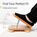StrongTek Wooden Desk Foot Rest, Adjustable 3 Heights, Non-Slip, Under Desk - Image 5