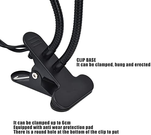 Hilitand Clip Lamp Holder Clamp Desk Lamp, Flexible Wire Neck E26/E27 Clip On Lamp Holder for Desk Clip Lamp, Bedside Lamp, Table Lamp(US Plug) - Image 6