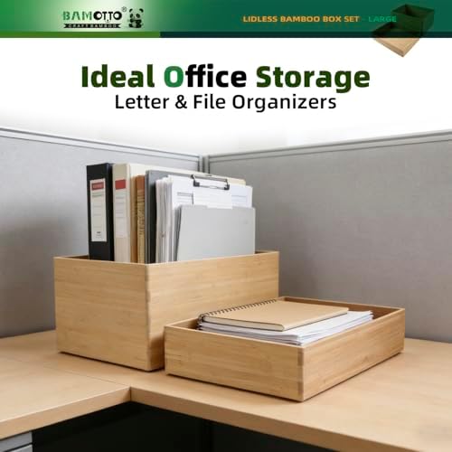BAMOTTO CRAFTBAMBOO 2-Piece Bamboo Storage Box Set Stackable Organizer - Image 5