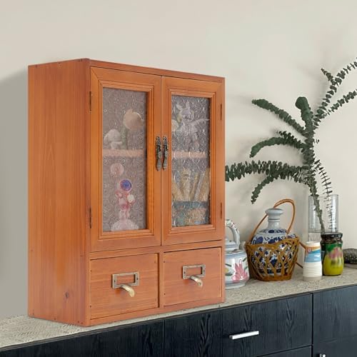 Vintage Wooden Desktop Organizer Desk Drawer Organizer Removable Divider Storage Cabinet for Desk, Countertop - Dust-Free for Cosmetics, Cups, Office Supplies - Image 2