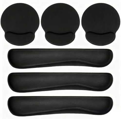 6 Pcs Mouse Pad and Keyboard Wrist Rest - Ergonomic Wrist Pad for Computer Keyboard and Mouse Pad, Memory Foam Wrist Support for Comfy Typing (Classic Black) by Tobeelec