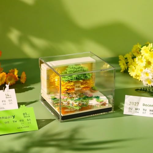 3D Calendar 2027, 3D Creative Time Piece Calendar 2027，Daily Tear-Off Memo Pad with Light, Paper Carving Desktop Decoration, 3D Art Calendar Memo Pad,Unique Holiday Craft Gift - Image 4