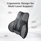 Coverado Lumbar Support Pillow for Car, Ergonomic Memory Foam Back Pillow for Office Chair, New Back Cushion for Pain Relief, PU Leather Car Lumbar Support for Driving Seat Black - Image 2