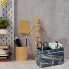 PU Leather Multi-Compartment Pen Holder Desktop Organizer Pencil Cup Storage Caddy for Office Home Supplies Hand Painted Abstraction with Brush Strokes - Image 6