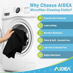 AIDEA Microfiber Cleaning Cloth-600PK, Soft Microfiber Towels for Cars, Absorbent Cleaning Rags, Lint-Free Streak-Free Wash Cloths for House, Kitchen, Window(12in.x12in), Black - Image 3