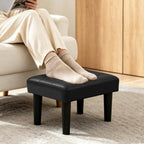 CAROLMADE Footstool Ottoman with Legs, PVC Small Foot Rest Under Desk, Ottoman with Storage for Living Room, Bedroom, Entryway Black - Image 3