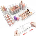 14 PCS Clear Expandable Drawer Organizer Trays for Bathroom & Vanity Drawer by ShinyDew