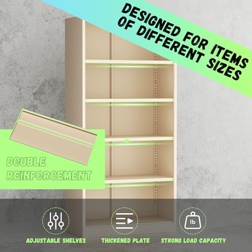 INTERGREAT Tall Metal Storage Cabinet, 72" Locking Steel Cabinet with Door and Shelves, Utility Cabinets for Office, Garage,Home,(Gray) - Image 6