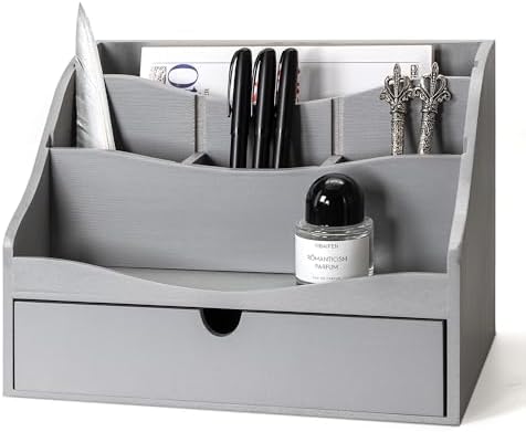 Rebee Vision Mail Organizer for Desk with Drawer Home & Office Decor, Gray by REBEEVISION