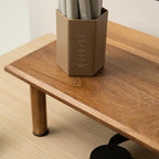 Dual Monitor Stand Riser, Acacia Wood Desktop Shelf with Storage - Image 6