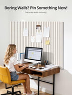 Kuchoow Felt Bulletin Board Tiles Self Adhesive Pin Cork Board Alternative for Wall, Large Panels 48"×36" 12 Pack Beige Corkboard Memo Vision Display Photo Organizer for Office Home Classroom - Image 3