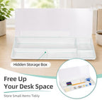 16"x7" Glass Desktop Whiteboard with Storage Drawer, White - Image 5