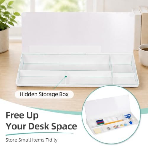 16"x7" Glass Desktop Whiteboard with Storage Drawer, White - Image 5