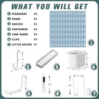 MULSAME Pegboard Combination Kit, 25.2" x 25.2" Wall Mounted Storage Set with 4 Pegboards & 20 Accessories Hanging, Peg Boards Organizer - Image 4
