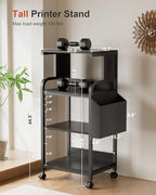 4-Tier Tall Printer Stand with Storage Adjustable Shelf and Bag - Image 2