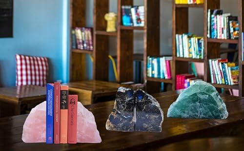 Rose Quartz Bookends Decorative Pink Crystal Stone Book Holders Heavy Duty - Image 7