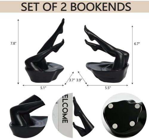 Black Legs Sculpture Bookends for Shelves, Modern Book Ends Decorative - Image 3