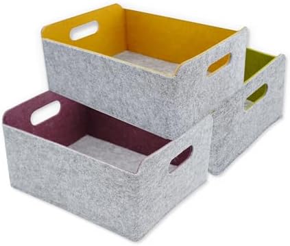 Welaxy Felt Storage Baskets Foldable Shelf Bin, Curry Moss green Wild berry by Welaxy