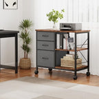 DUMOS 3 Drawer Mobile File Cabinet, Rolling Printer Stand with Storage - Image 2