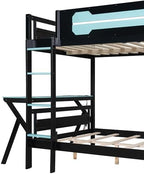 Polibi Full Over Full Bunk Bed with 2 Built-in Gaming Desks, USB Charging Ports & Pegboard Organizer, Heavy-Duty Gaming Bed Frame for Teens/Adults, Blue (Full Size) - Image 6