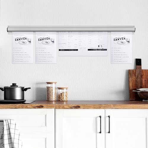 Henoyso 2 Pcs Restaurant Ticket Holder 16/18/24/28/30/32/40/44" Slide Check Rack Receipt Holder Aluminum Silver Order Ticket Rack for Commercial Kitchen Office Cafes Pubs Bar(32 Inch,No Slot) - Image 3