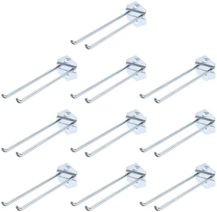 uxcell 10Pcs Metal Square Peg Board Hooks, 7.9" Heavy Duty Exhibition Display Hooks Square Hole Peg Double Rod for 3/8" Spaced Pegboards, Retail Shelf Rack Hook, Silver by uxcell