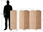 HALLYBEE Short Room Divider, Small Folding Privacy Screens,4 Panel Natural - Image 2