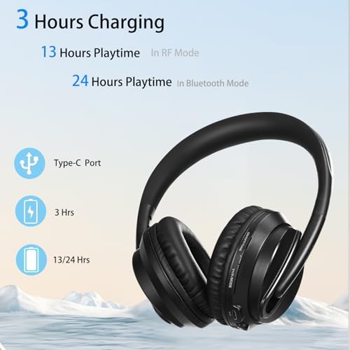 Bluetooth TV Headphones with RF Transmitter Headset Stand - Image 6