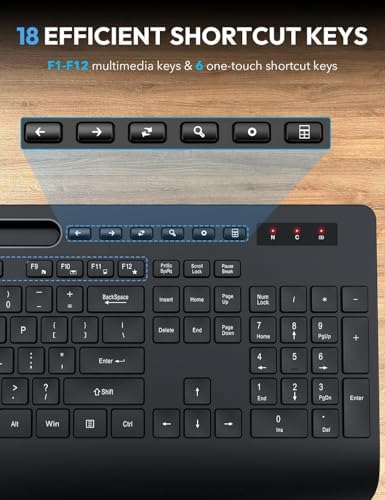 SABLUTE Wireless Keyboard and Mouse Combo, Full Size, Ergonomic Wrist Rest - Image 6