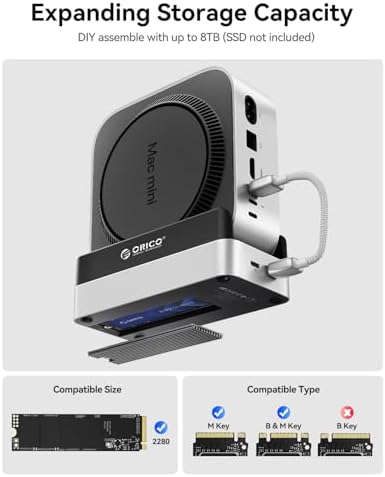 ORICO Mac mini M6 Hub&Stand with M.2 SSD Enclosure Up tp 8TB - Image 3