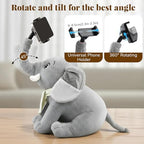Phone Holder, Phone Mount with 360° Rotating Clip 45° Adjustable Trunk, Elephant Stuffed Animal with Ear Pockets Glasses Cloth Scarf & Back Headphone Fit, Cell Phone Holder for Desk Bed Sofa Car- Gray - Image 6