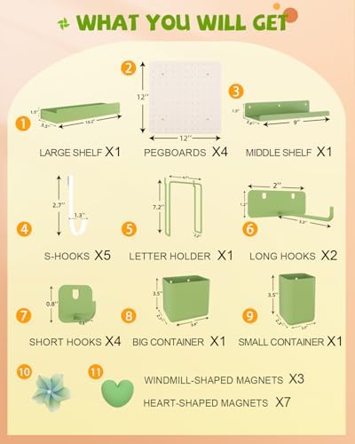 Metal Pegboard Combination Kit 4 Pack Peg Board and 26 Accessories - Image 3