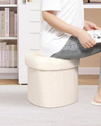 B FSOBEIIALEO Storage Ottoman Heart Shaped Ottoman with Storage,Cream White - Image 2