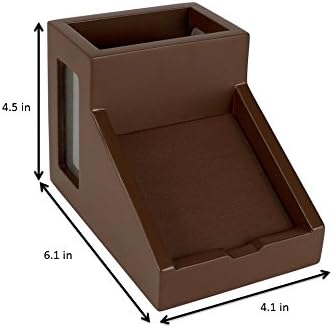 Victor Desk Pencil Cup With Angled Note Holder, Frosted Glass Window Desktop Organizer for Pens, Pencils, and Notes, 4.1 x 6.1 x 4.5-Inches, Mocha Brown - Image 4