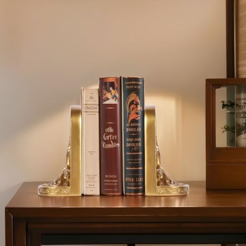 Gold Tree of Life Bookends Set, 2 Decorative Bookends for Shelves or Bookcase, Non-Skid Heavy Bookends for Desktop Shelf Decor, Library Office Decor, Home Décor Gift (Gold) - Image 4