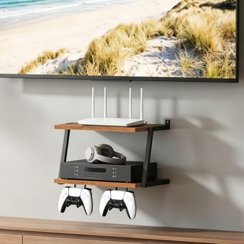 MAHANCRIS Floating TV Shelf, 2 Tier Projector Shelf for DVD Players by MAHANCRIS