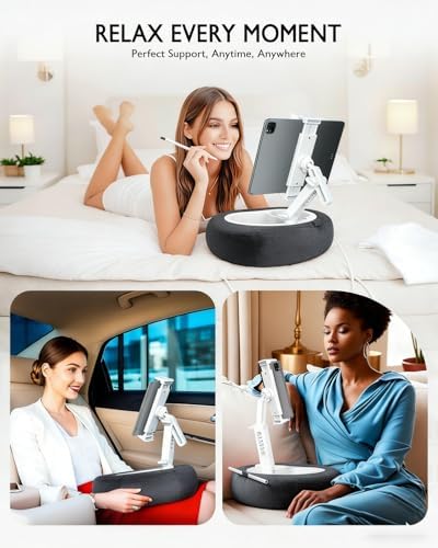 Miledi Tablet Pillow Stand for Bed with Detachable Snack Bowl, Black - Image 2