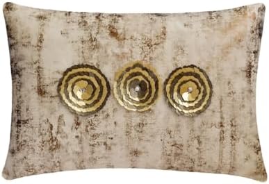 The HomeCentric Gold 12"x18" (30x45 cm) Lumbar Pillow Cover, Linen Floral & 3D Foil Oblong Pillow, Nature & Floral Pattern Modern Style - Gold Eonian by TheHomeCentric