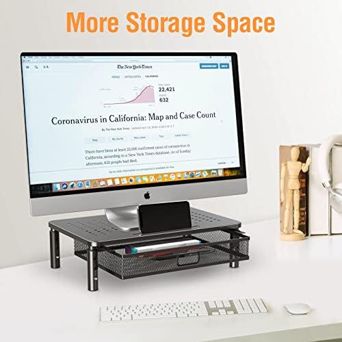 ELIVED 2 Pack Monitor Stand Riser with Metal Drawer, 3 Height Adjustable - Image 2