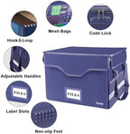 DocSafe Fireproof Document Box with Lock, File Storage Organizer with Mesh Pockets, Collapsible Portable File Box Home Office Safe Filing Cabinet with Handle for Hanging Letter/Legal Folder, Blue - Image 4