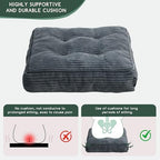 HIGOGOGO Tufted Corduroy Recliner Seat Cushion for Elderly, High Density Foam Large Square Seat Cushion for Recliner Chair, Floor Pillow, Office Chair, Car, No Pressure on Thighs, 20x20x4 - Image 5