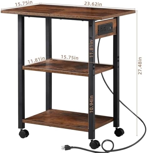 Lerliuo 3-Tier Printer Stand with Charging Station, Rolling Printer Table - Image 2