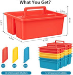 12 Pack Classroom Caddy, Plastic Caddies with Handle & Removable Dividers - Image 2