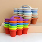 6 Pack Plastic Classroom Caddy Organizer with Handle, 6 Compartment, Boho - Image 6