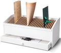 Wood Desktop Organizer with Drawer, 17 Inch 32 Section Bill & Mail & File Organizer Storage for Office Desk, Desktop Mail Holder and Office Supplies Storage, Letter and Paper Sorter (White) by Unknown