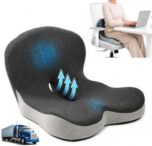 Memory Foam Seat Cushion with Lumbar Support for Office Chair and Car by Unknown