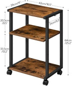 HOOBRO Mobile Printer Stand, 3-Tier Printer Cart Under Desk with Storage, Industrial Adjustable Rolling Cart, Sturdy Little Table on Wheels for Home Office BF28PS01 - Image 4