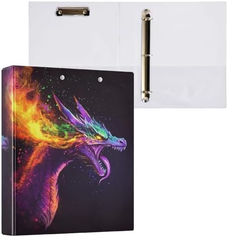 Fantasy Dragon Rainbow Fire Decorative 3 Ring Binder 1.5 Inch Large View Binders with Pockets Holds 200 Sheets File Organizer for Office College School, 1 Pack - Image 3