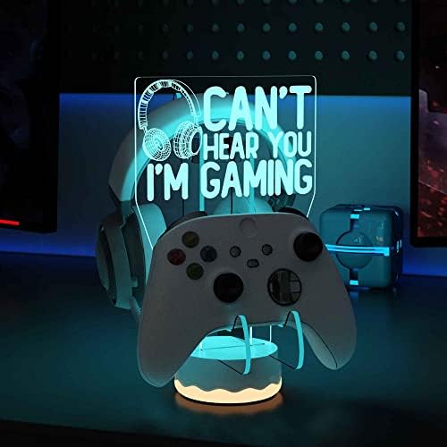 Ammonite Headphone Controller Stand Light up , 16 Colors 3D LED Lights Headset Gamepad Holder, Game Controller Hanger for All Universal Gaming PC Accessories by Ammonite